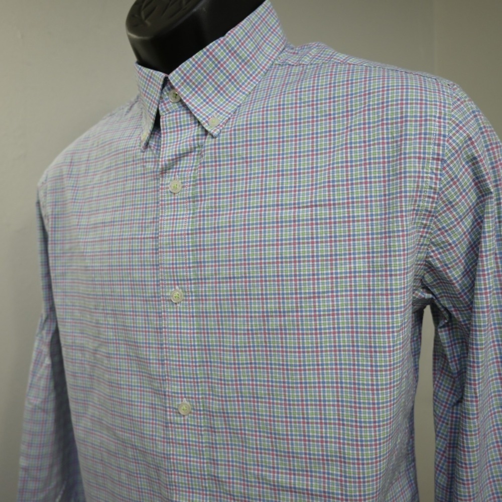 Southern Tide SkipJack Dress Shirt Trim Fit Plaid Stretch Long Sleeve Men Medium
